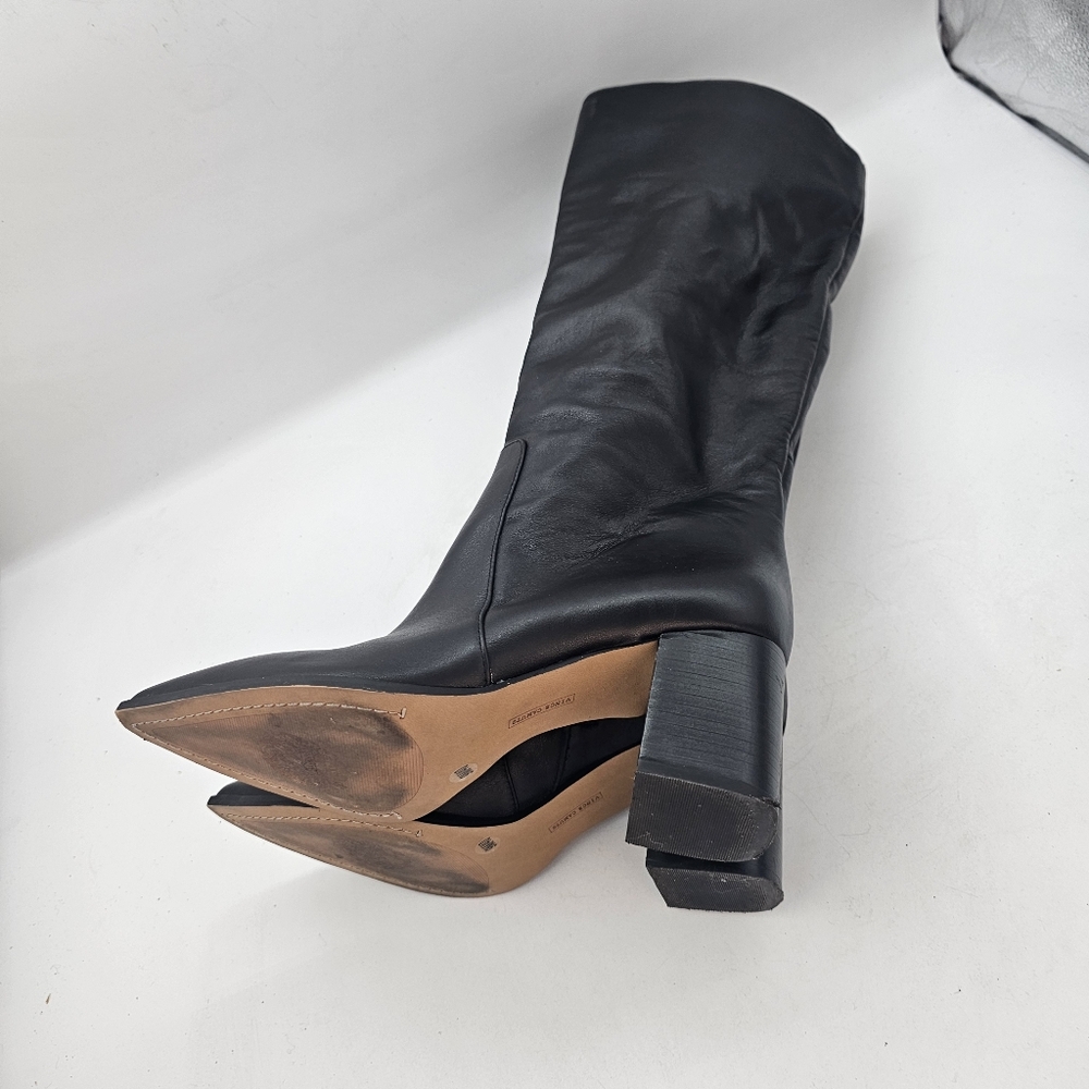 Vince Camuto Lumina Pointed Toe Knee High Boots Black Leather Size 9 - Picture 9 of 11